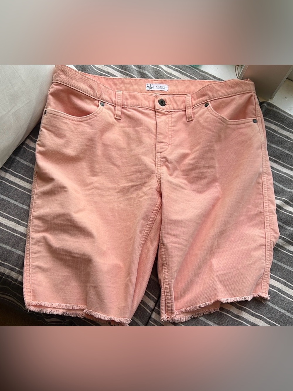 Carve Designs Oahu Frayed Hem Women's Shorts in Beautiful Peach Color 10” inseam